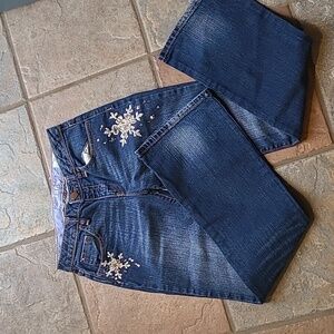 Gap Kids 1969 Girls 12 regular boot cut denim blue jeans embroidered sequins